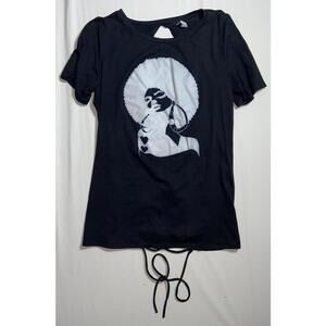 Minette T-Shirt Women's L Black African American Afro Graphic Portrait Top